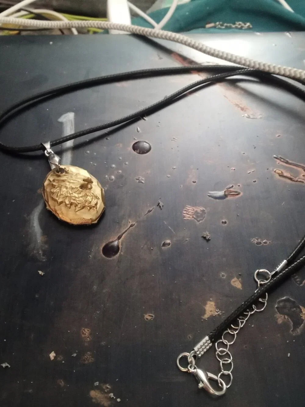 Handmade Gold Resin Dragon Head Necklace